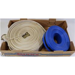 2 HOSES 1 FIRE HOSE AND 1 BLUE DISCHARGE HOSE