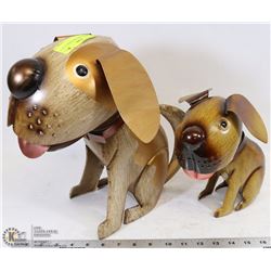 2 METAL BOBBLE HEAD DOGS 9" & 13"