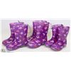 Image 1 : 3 PAIRS OF KIDS RAIN BOOTS SIZES 6,9,7