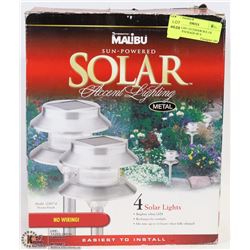 NEW MALIBU OUTDOOR SOLAR LIGHTS – PACKAGE OF 4