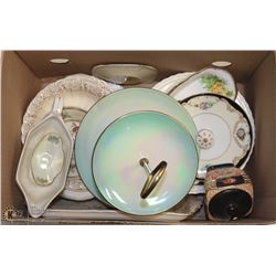 ESTATE BOX OF GLASSWARE AND SERVING DISHES