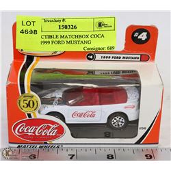 COLLECTIBLE MATCHBOX COCA COLA 1999 FORD MUSTANG