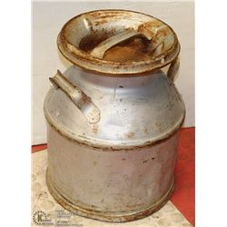 LARGE ANTIQUE HEAVY DUTY STEEL MILK CAN WITH