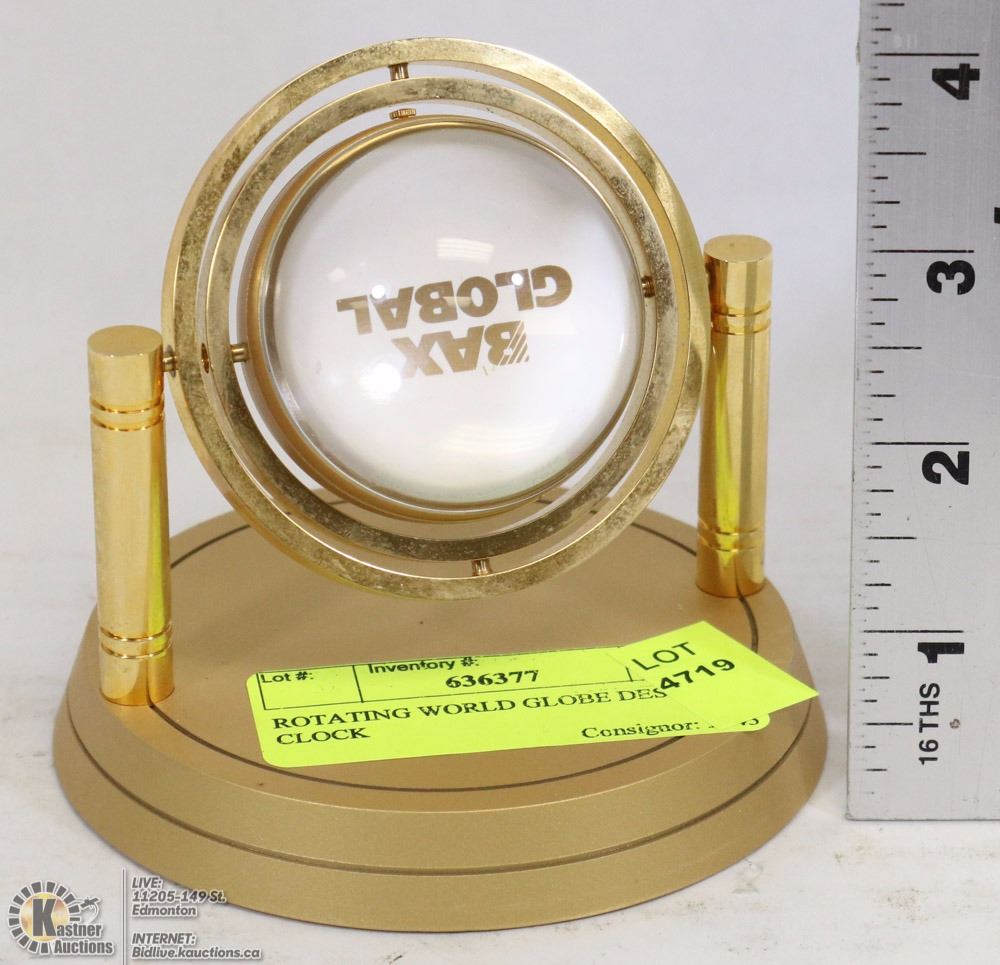 ROTATING WORLD GLOBE DESK CLOCK