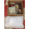 Image 1 : BOX OF CRAFTING/SEWING SUPPLIES INCLUDING, QUILT