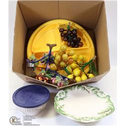 LOT OF DECORATIVE MISC AND PLATTERS