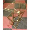 Image 1 : BRASS AND GLASS TABLE/ MAGAZINE STAND