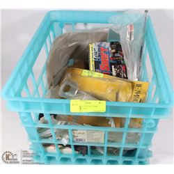 BLUE CRATE WITH ALL NEW MOTORCYCLE &