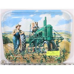VINTAGE LUNCH TIME METAL JOHN DEERE SERVING TRAY