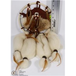 DREAMCATCHER MADE WITH RABBIT FUR, LEATHER,