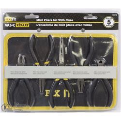 NEW MINI FIX IT 5PC PLIER SET WITH CASE