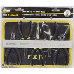 NEW MINI FIX IT 5PC PLIER SET WITH CASE