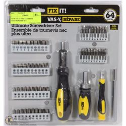NEW FIX IT 64PC ULTIMATE SCREWDRIVER SET