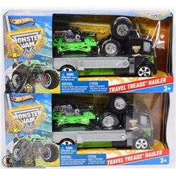 SET OF TWO NEW HOT WHEELS MONSTER JAM TRAVEL