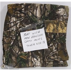 FLAT WITH NEW REALTREE CAMO PANTS YOUTH SIZE 18