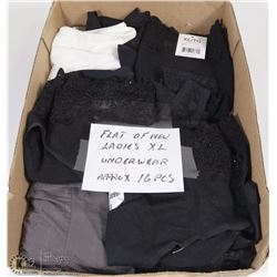 FLAT OF NEW LADIES XL UNDERWEAR. APPROX 16PCS