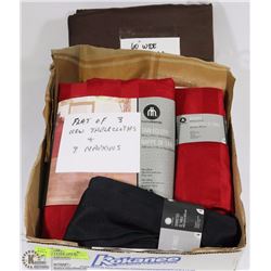 FLAT OF 3 NEW TABLECLOTHS AND 8 NAPKINS