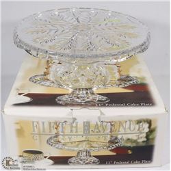 NEW FIFTH AVENUE CRYSTAL 11” PEDESTAL CAKE PLATE