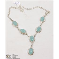 #28- BLUE CHALCEDONY GEMSTONE NECKLACE