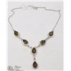 Image 1 : #32- SMOKEY TOPAZ GEMSTONE NECKLACE