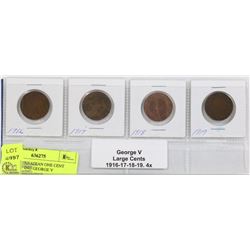 1916-1919 CANADIAN ONE CENT COINS W/ KING GEORGE V