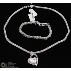 SILVER PLATED 2PC SET 18" NECKLACE AND BRACELET