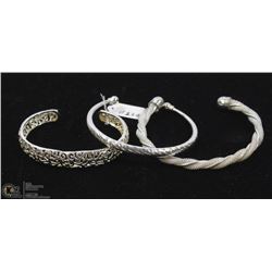 3 SILVER PLATED BRACELETS IN ASSORTED STYLES
