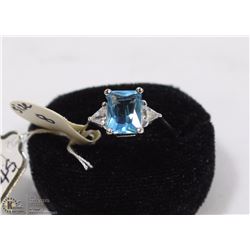 STERLING .925 SILVER CUBIC BLUE STONE SIZE 8