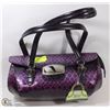 Image 1 : PURPLE SNAKESKIN STYLEHANDBAG WITH FRONT CLOSE  BU