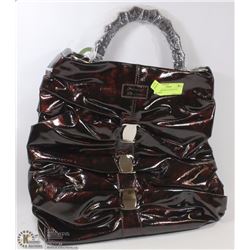 LARGE BROWN PATTEN STYLE HANDBAG