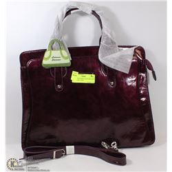 BURGUNDY BRIEFCASE PURSE WITH SHOULDER STRAP