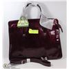 Image 1 : BURGUNDY BRIEFCASE PURSE WITH SHOULDER STRAP