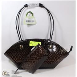 BROWN SNAKESKIN STYLE 2IN1 HANDBAG