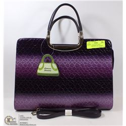 PURPLE SNAKESKIN STYLE BRIEFCASE WITH LONG HANDLE