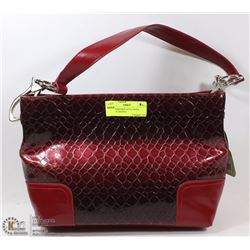 RED SNAKESKIN STYLE WITH BUCKLE HANDLE