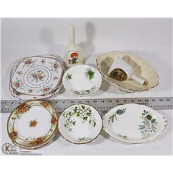 FLAT WITH ASSORTED CHINA DISHES AND MORE