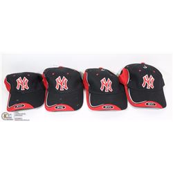FOUR BLACK NYC ADJUSTABLE BALL CAPS