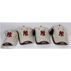 FOUR LIGHT GREY ADJUSTABLE BALL CAPS