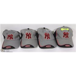 FOUR GREY ADJUSTABLE BALL CAPS