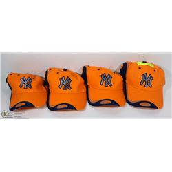 FOUR ORANGE ADJUSTABLE BALL CAPS