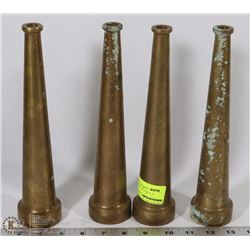 4 ANTIQUE BRASS FIREHOUSE NOZZLES