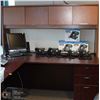 Image 1 : L SHAPED WOOD OFFICE DESK WITH HUTCH