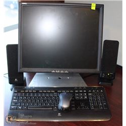 DELL MONITOR W/ LOGITECH MOUSE, SPEAKER & KEYBOARD