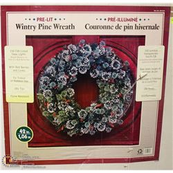 PRELIT 42" WINTRY PINE WREATH