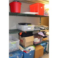 5 SHELVES OF ASST CLEANING SUPPLIES, DECORATIONS,