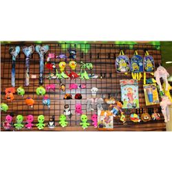 WALL MOUNT DISPLAY RACK WITH CONTENTS