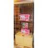 Image 1 : WOOD & GLASS DISPLAY CABINET WITH CONTENTS
