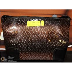 BROWN SNAKESKIN STYLE HANDBAG WITH SIDE CLASPS