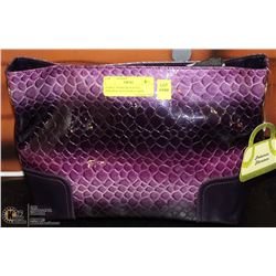 PURPLE SNAKESKIN STYLE HANDBAG WITH SIDE CLASPS