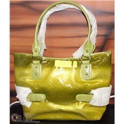 LARGE GREEN SNAKESKIN STYLE HANDBAG WITH SIDE